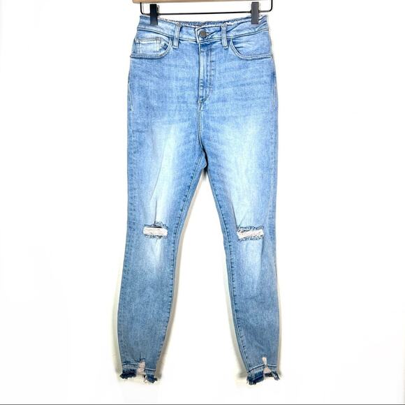 DL1961 light wash high rise waist distressed skinny jeans size 27 B165 - Picture 1 of 6